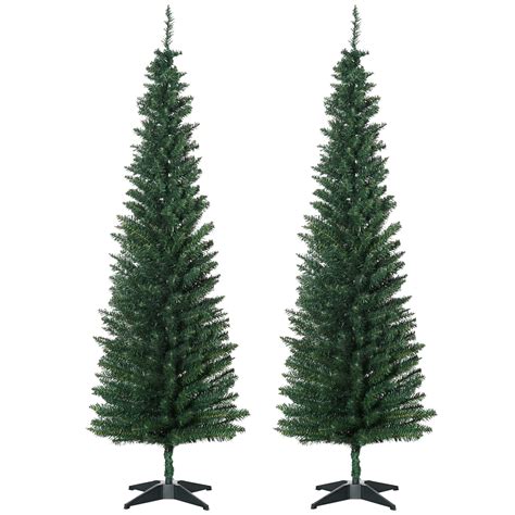 Homcom Set Alberi Di Natale Artificiali Slim X Cm In Metallo