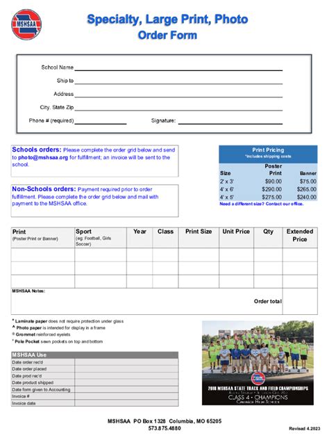 Fillable Online Order Form Large Print Photos Xlsx Fax Email Print