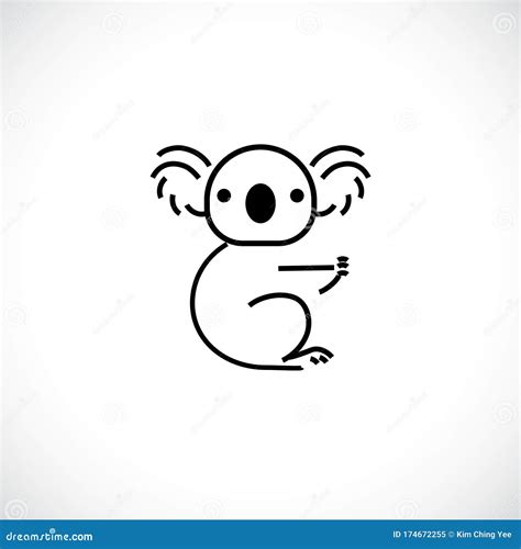 Koala Outline Logo Icon Australian Animal For Web And Design Stock