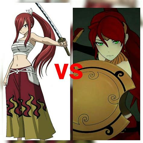 Erza Scarlet Fro Fairy Tail Vs Pyrrha Nikos Fro Rwby Now This Would