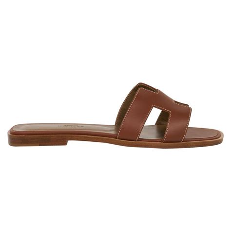 Hermes Sandal Flat Oran Gold Box Calfskin New W Box For Sale At