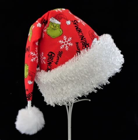 Santa Hat For Grinch Mas Red Hat For Santa Christmas Novelty Etsy