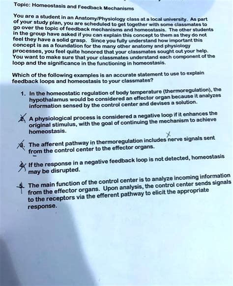 SOLVED: Topic:Homeostasis and Feedback Mechanisms loop and the significance in the functioning ...