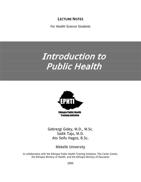 PDF LECTURE NOTES Introduction To Public Health