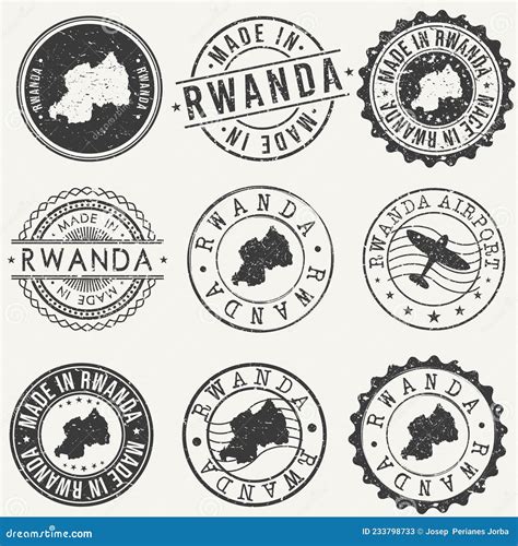 Rwanda Set Of Stamps Travel Stamp Made In Product Design Seals Old