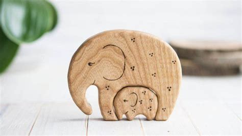 Wooden Elephant Puzzle Natural Learning Toy Waldorf Toy Etsy