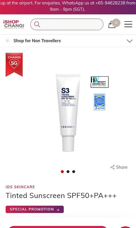 IDS S3 Tinted Sunscreen SPF 50 PA Beauty Personal Care Face