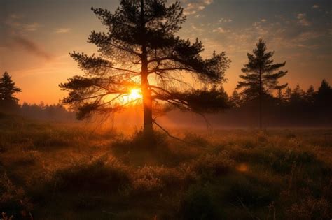 Premium Photo | Tree and forest in sunset