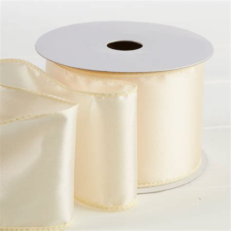 Ivory Satin Wired Ribbon Ribbon And Trims Craft Supplies