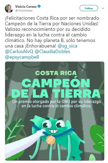 SICA felicita a Costa Rica por recibir premiación Campeones de la Tierra