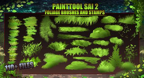 Painttool Sai 2 110 Foliage Brush And Stamps Pack Raikairan