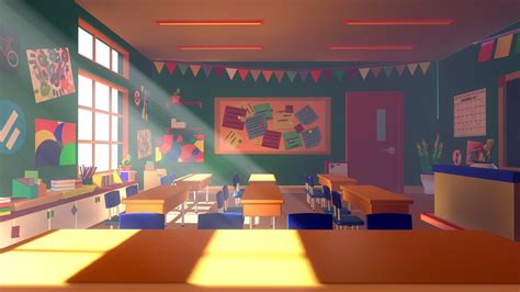 Artstation Asset Cartoons Background Classroom 02 3d Model