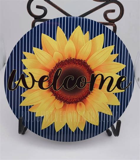 Sunflower Wreath Sign Sunflower Wreath Accent Sign Metal Etsy