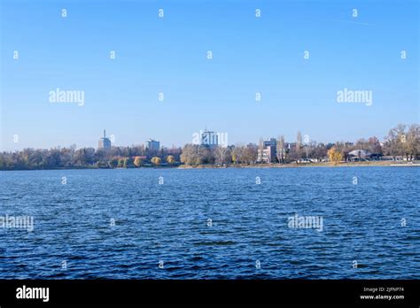 Bucharest Romania 21 November 2021 Landscape With Trees And The Lake