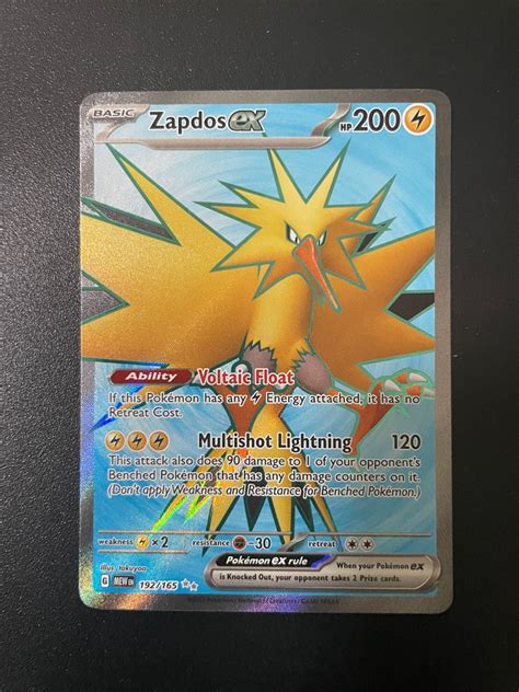 Pokemon Tcg Zapdos Ex 192165 Full Art Secret Rare Scarlet And Violet