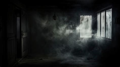 Premium Photo | Dark gloomy old room with smoke scary empty interior