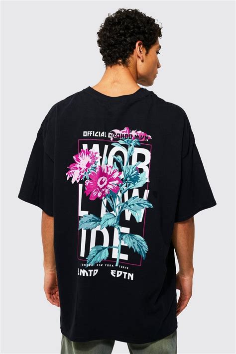 Men S Oversized Worldwide Floral Graphic T Shirt Boohoo Uk