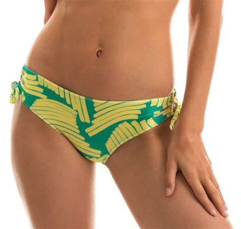 Larger Side Brazilian Bikini Bottom In Green Banana Print Bottom