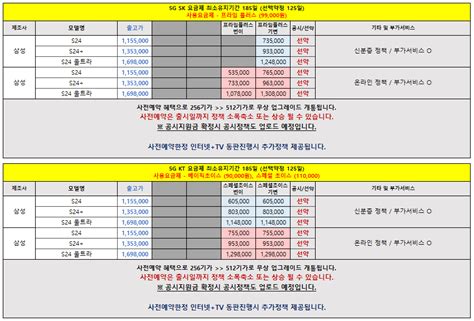 블라인드 직접 홍보 핸드폰성지 S24 사전예약 시세표