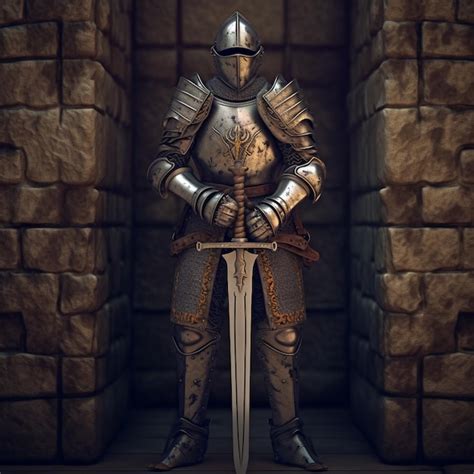 Premium Photo Arafed Knight In Armor Standing In A Stone Archway With