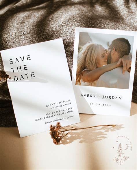 Photo Save The Date Invitation Minimalist Save The Date Etsy