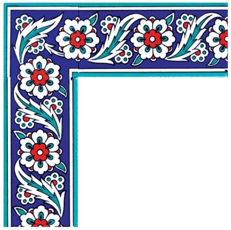 Iznik Floral Design Corner Tile Sanat fayans Desenler Mozaic sanatı