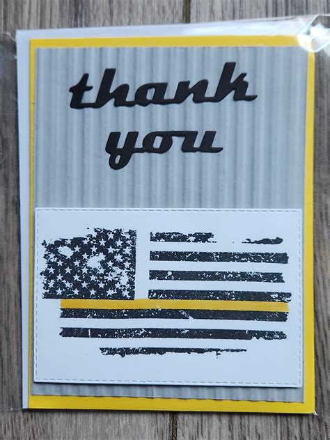 Thank You Card For First Responders Gold Line Dispatcher T Card Blank Inside Or Add T