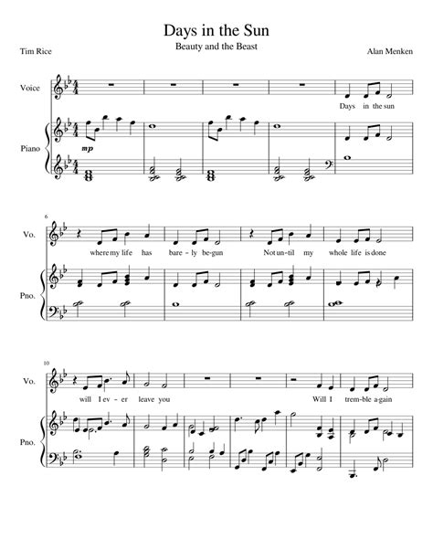 Days In The Sun Sheet music for Piano, Vocals (Piano-Voice) | Musescore.com