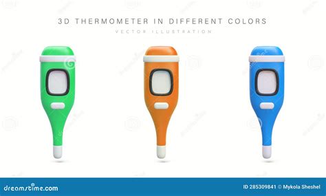 3d Digital Thermometers In Different Colors Electronic Equipment For Measuring Body Temperature