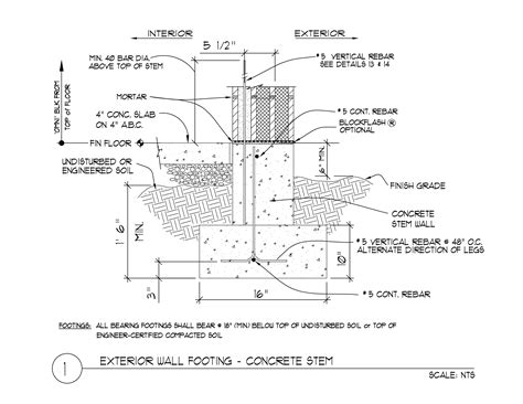 Exterior Wall Footing - Concrete Stem 12 x 8 x 16 - Omniblock