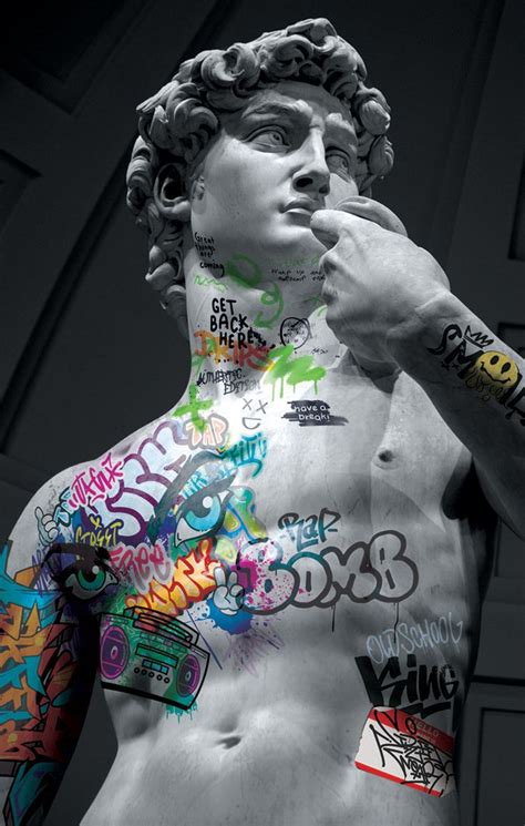 Statue David Graffiti Street Glass Wall Art | Street wall art, Modern ...