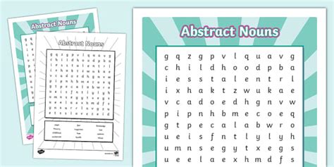 Abstract Nouns Word Search Hecho Por Educadores Twinkl