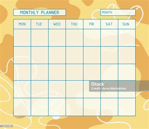 Month Planner Template Calendar Stock Illustration - Download Image Now - Syllabus, Abstract ...