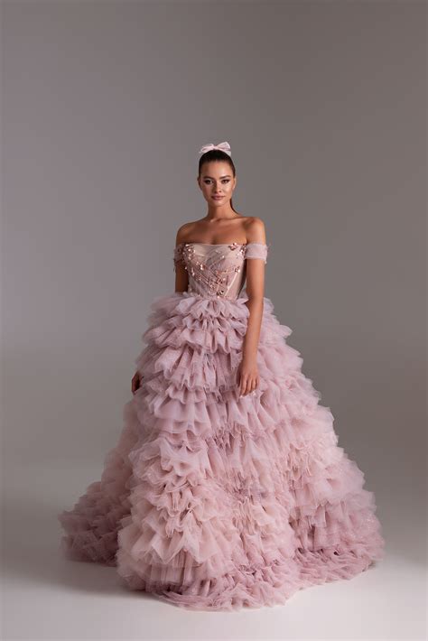 Romantic Gown With A Sparkly Frill Layered Tulle Skirt MillaNova In