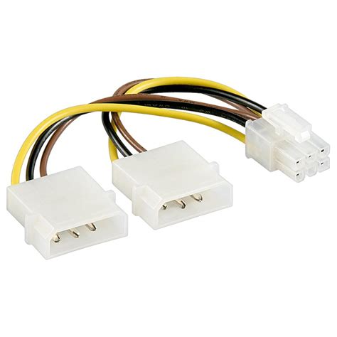 Molex naar PCI Express voedingskabel - Aansluiting 1: 2x 4 polig molex ...