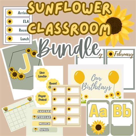 Sunflower Themed Classroom Bundle Classroom Decor Elementary Classroom Decor Classroom