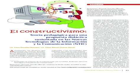 El constructivismo Teoría pedagógica para una propuesta PDF