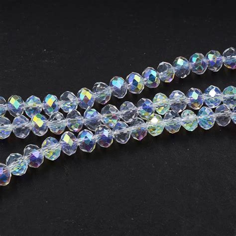 Wholesale Faceted AB Clear Glass Crystal Rondelle Spacer Beads 4 6 8 10