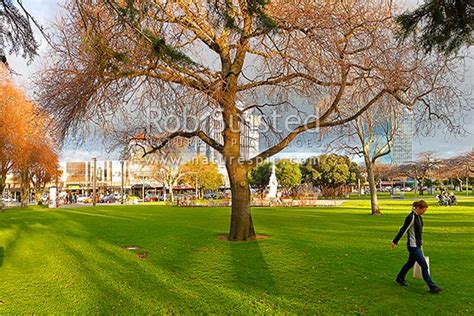 The Square In Palmerston North Town Centre With Person Walking Through