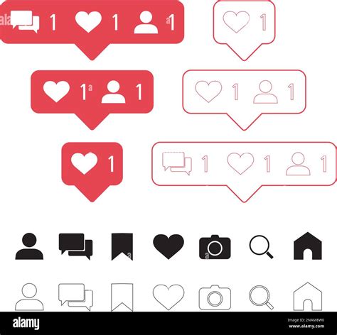 Set Of Social Media Icons Like Follower Comment Home Camera User