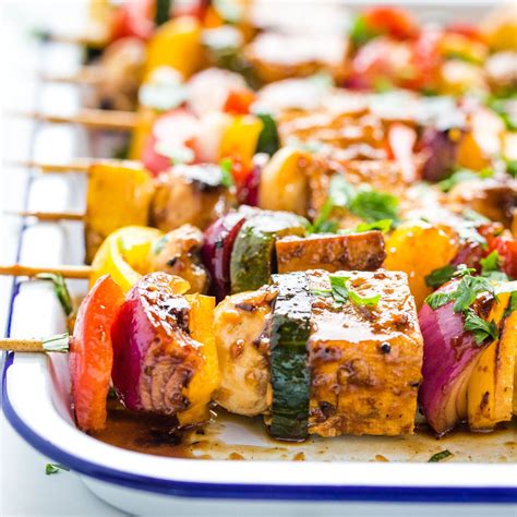 Marinated Tofu Veggie Skewers Recipe Marinated Tofu Vegetarian Bbq