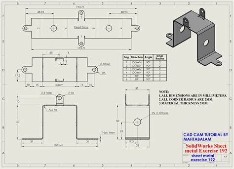 Sheet Metal Exercise 4 In Solidworks Drawing Artofit