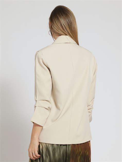 Ruched Sleeve Blazer Cream Edgars