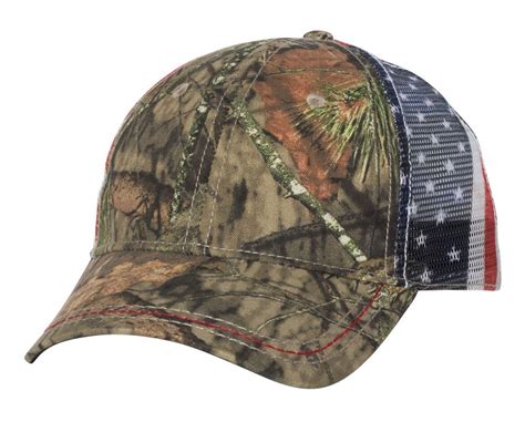 Custom Outdoor Cap American Flag Mesh Back Camo Cap