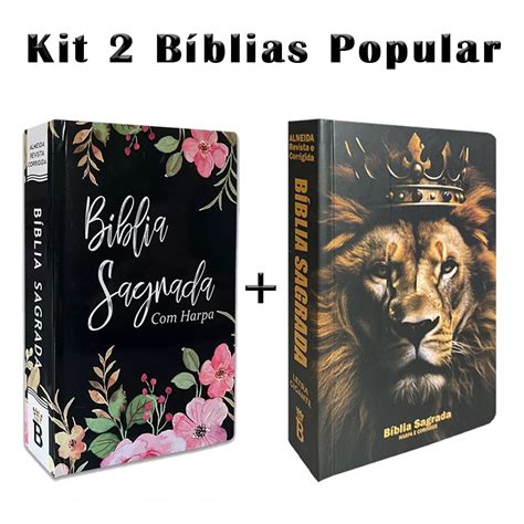 Kit Biblias Sagrada Letra Gigante Luxo Popular Black Flowers E Le O