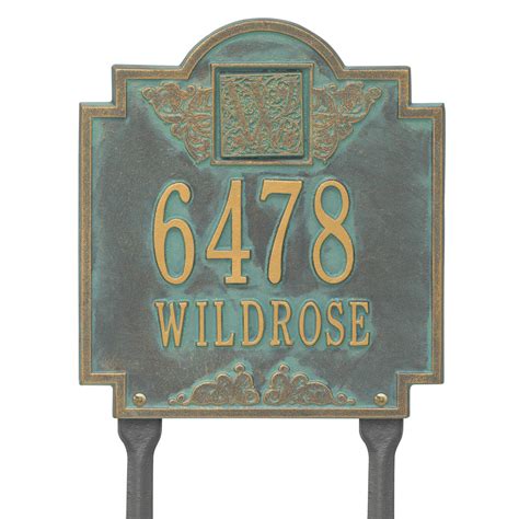 Monogram Address Personalize This Plaque Lawn Bronze Verdigris