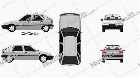 Citroen Zx 5 Door Hatchback 1991 Blueprint In Png Download Vehicles Clip Art Images