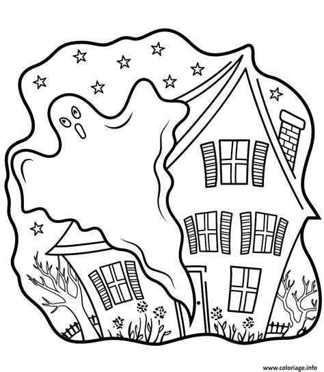 Coloriage Maison Hantee Fantome Halloween Dessin Halloween Fantome