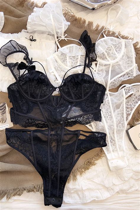 Soft Steel Ring Lingerie Ultra Thin Backless Underwear Set Women S Bra Thong Jumpsuit Home