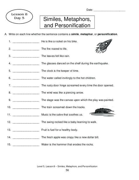 Metaphors And Similes Worksheets